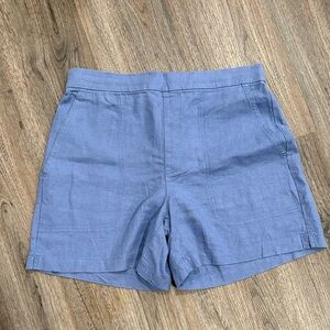 Banana Republic Women's Linen Blend Shorts Small Pull On Elastic Waist Blue
